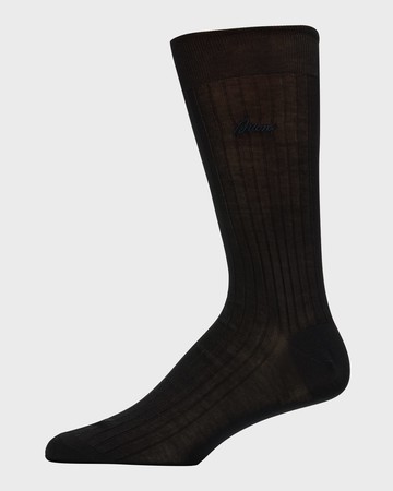 Men's Ribbed Cotton Crew Socks