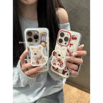 guanview ins小眾玫瑰圍巾西高地磁吸支架適用iphone17promax蘋果16pro超可愛手機殼15搖搖樂14/13軟邊防摔套