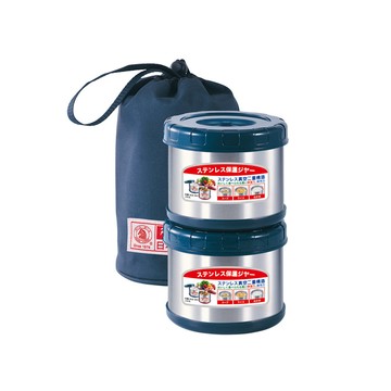 【寶馬牌】保溫飯盒 500mlx2（藍色）｜SHW-GL-500X2-B
