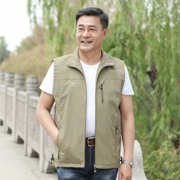春夏季戶外釣魚馬甲男大碼多袋背心中老年無袖外套爸爸裝速干坎肩