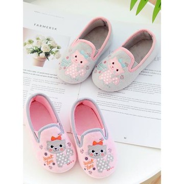 女童地板鞋包跟秋冬寶寶棉拖鞋女孩防滑幼兒園軟底室內鞋二棉拖鞋