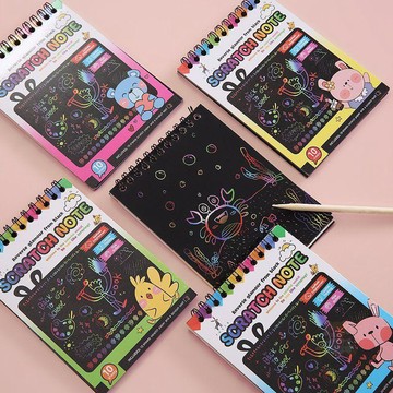 ✅品質把關✅炫彩塗鴉刮畫本幼兒園美術沙畫刮刮本兒童趣味手工diy手繪刮畫板