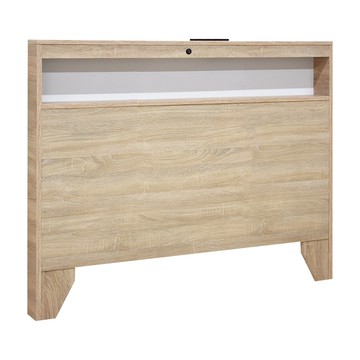 傢俱工場-山田 LED燈光插座USB床頭片 單大3.5尺古橡