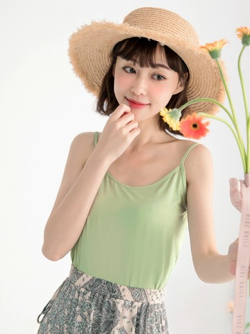 涼感．冰咖啡紗涼感抗UV細肩帶背心