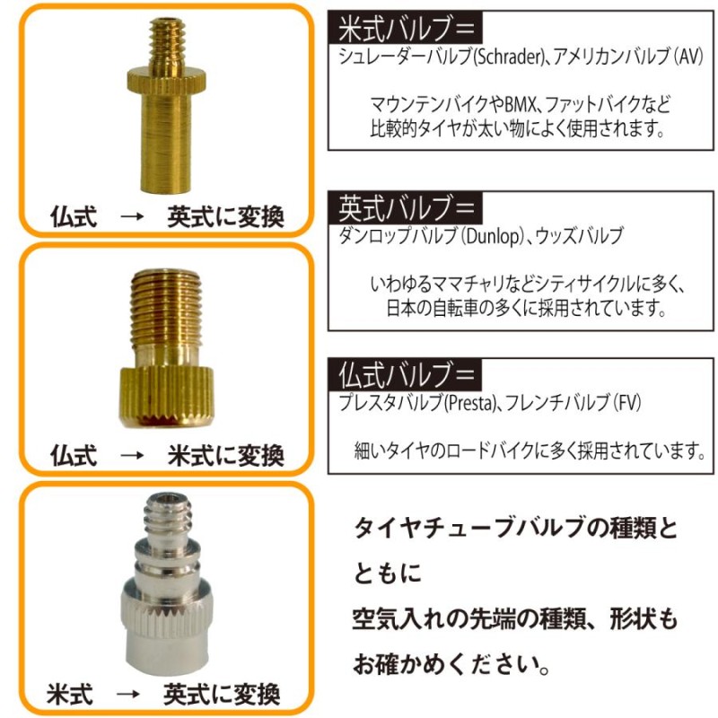 米式 空気入れ 変換アダプター 英式 タイヤ 自転車 ストライダー14x 1個