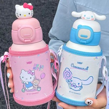 三麗鷗316不銹鋼保溫杯卡通兒童水杯學生吸管水壺大肚禮品杯子