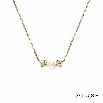 ALUXE 亞立詩 天然淡水珍珠 10K金 珍珠雙鑽項鍊 珍愛系列 Be charming NN0222