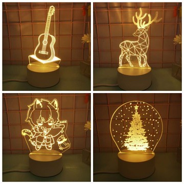 節日禮品活動送禮物實用創意臺燈贈品定制亞克力七彩水母3d小夜燈