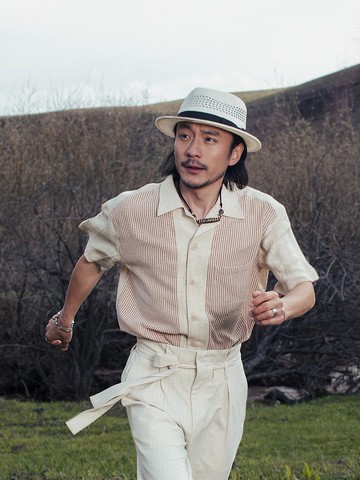 SOARIN英倫復古亞麻波點休閒襯衫(2426C285)