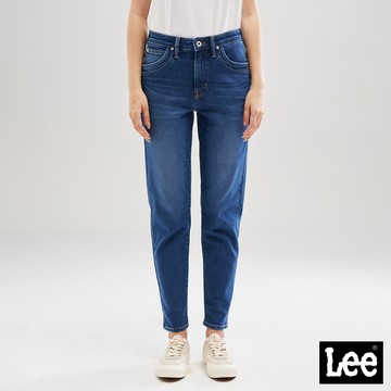 Lee 413 保暖 彈性高腰標準小直筒牛仔褲 女 中藍洗水 101+系列 LL220314257