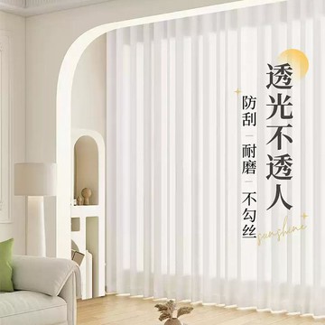 【防風必備】紗簾陽臺窗簾易透光不易透人幻影紗白紗簡約現代2025新款夢幻簾