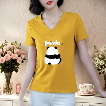 V領貨物 韓係V領短袖上衣薄款夏裝女顯瘦遮肚百搭必備款 短袖衣服 女生t恤 貨物T恤 V領上衣 印花T恤JV017