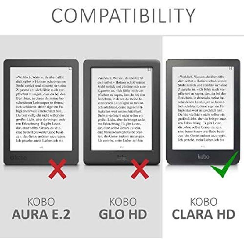 kwmobile カバー 対応: Kobo Clara HD ケース 電子書籍 バンド スタンド付き 保護ケース トープ 白色 ブルーグ