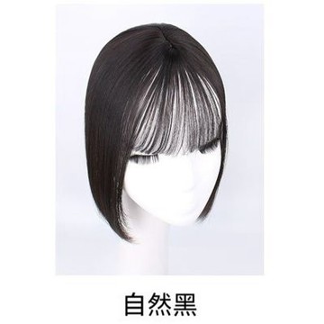 MoonDy 仿真髮 自然黑 瀏海髮片 蓬鬆 無痕假髮 瀏海假髮 高顱頂 透氣 155 假