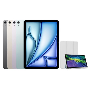 iPad Air 11吋 M3 128G WiFi+三折休眠防摔殼+高透光滿版保護貼