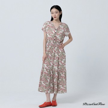 [涼感洋裝｜兩件1580]小花短袖縮腰洋裝 PizzaCutFive PCF262485086
