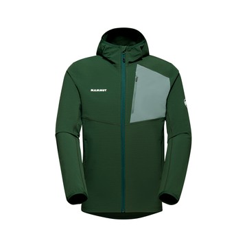 MAMMUT Madris Light ML Hooded Jkt 防風刷毛連帽外套 綠樹林 男款 #1014-03841