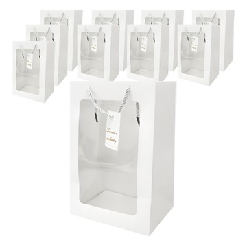 Lead home 透視花束盆栽禮品包裝紙袋 中(20 x 15 x 30cm)  10個  白色