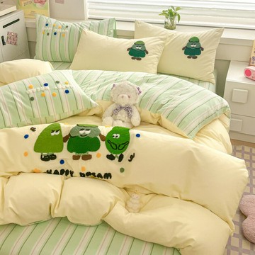 ins風純棉床上四件套2024新款全棉被套罩床單三件套床笠床品