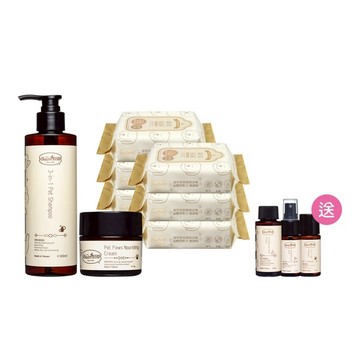 【BAAN PETS 貝恩寵物】毛孩寵愛超值組合（肉墊修護霜50g+沐浴露250ml+除臭濕巾*2串+隨身組）-廠商直送