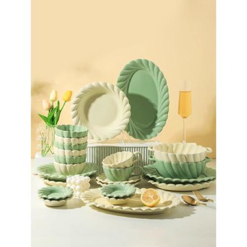 舍里北歐風餐具碗碟套裝家用輕奢陶瓷飯碗面碗湯碗高級感菜盤魚盤