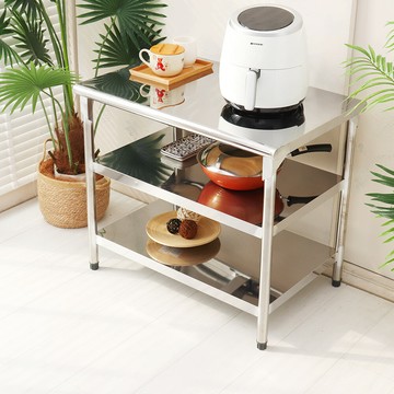 家購60x90cm三層圓角430不鏽鋼桌/料理桌/工作桌/工作台568040-410台灣製造
