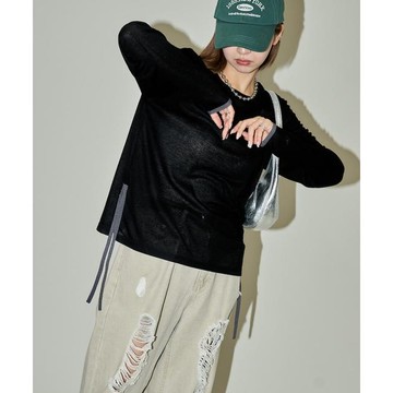 FREAK'S STORE 透視鏤空邊鑲長袖T恤 限量