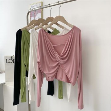 舞蹈服女寬松大碼露背上衣中國風古典顯瘦舞服現代民族形體練功服