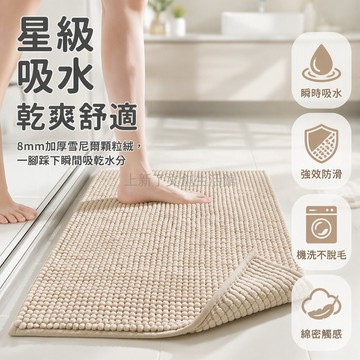 台灣出貨 高密鎖纖工藝地墊 大容量吸水防滑墊 可機洗浴室門墊 衛生間專用腳墊 40x60cm 沙駝色藏藍深咖灰黑