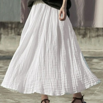 【米蘭精品】現貨+預購 新中式A字裙半身裙大碼中長裙子洋裝連身裙碼休閒女裝-素色垂感飄逸女裙子74mc14