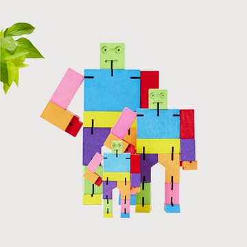Cubebot 酷比人｜【酷炫彩三件組】山毛櫸積木變形機器人公仔 交換禮物