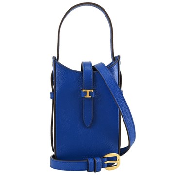 TOD’S 金屬T LOGO穿釦式兩用/手機包(寶藍)