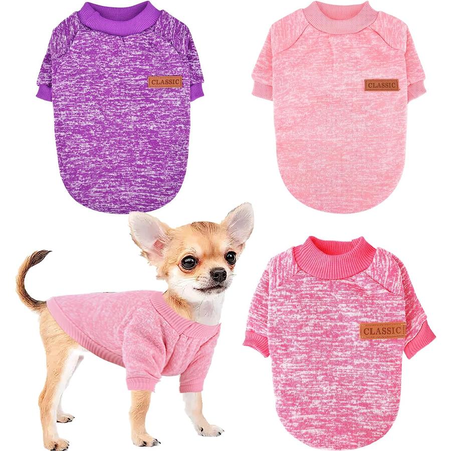 4 Pieces Small Dog Sweaters Chihuahua Fleece Clothes XXS~S Winter Warm –  KOL PET