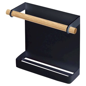 小麥購物 免打孔磁吸冰箱收納置物掛架 保鮮膜木棒款 L1426  1個  黑色