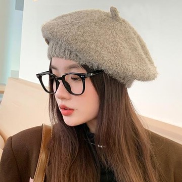 Acorn*橡果-韓系針織貝蕾帽畫家帽南瓜帽遮陽帽毛帽1743(卡其)