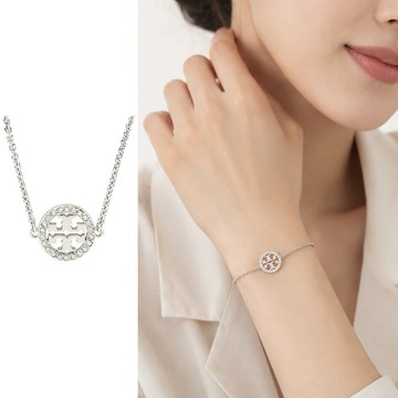 [平輸版]TORY BURCH MILLER 簍空雙T水鑽手鍊(銀)真品平輸