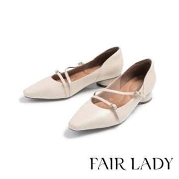 FAIR LADY 芯太軟 甜美細帶瑪莉珍低跟鞋 象牙(5A2934)