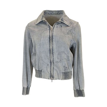 YLZ灰色牛仔下鬆緊帶外套