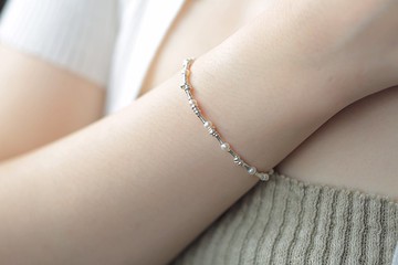 純銀珍珠管珠造型手鍊│純銀手鍊