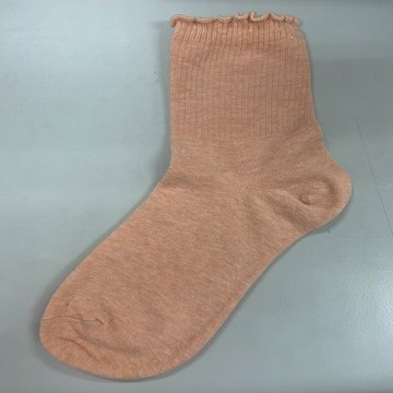 木耳邊少女襪-日落黃M:22-26cm