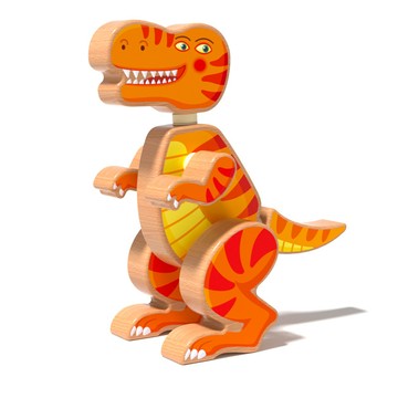 「伶俐系列」 兒童手工木製磁性侏羅紀恐龍3D立體拼裝模型手眼協調益智玩具 木製品