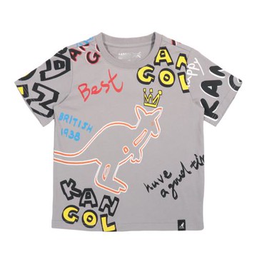 KANGOL 兒童短袖T恤 袋鼠塗鴉 灰色/字母 中性款 65261009 12 noU03