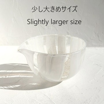 白粉雙色金箔片口玻璃抹茶碗 耐熱附化妝盒