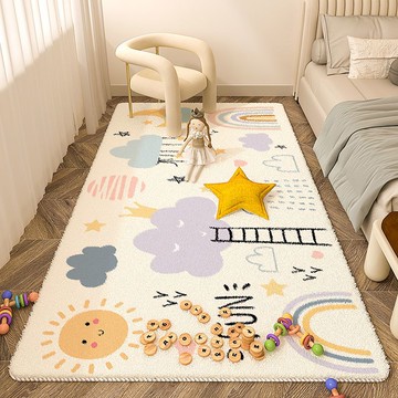 免運 開立發票 地墊 門墊 進門門墊 地毯仿羊絨地毯臥室床邊毯少女心可愛ins風腳墊吸水防滑定制家用地墊特惠/快速出貨