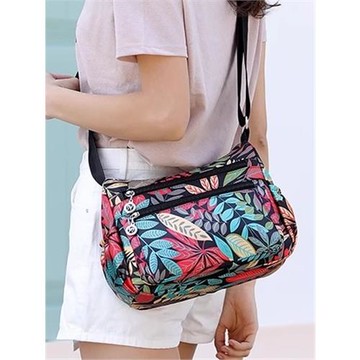 尼龍包包印花斜挎包女士2024新款媽媽包帆布防水牛津布旅游單肩包