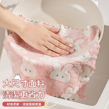 多功能擦拭布 珊瑚絨抹布【4片裝✨加厚加大款 】 雙面百潔布 擦手巾 去汙不沾油 吸水親膚 廚房清潔布 不掉毛洗碗布