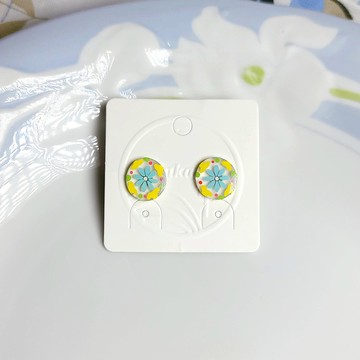 盛夏冰果室 彈珠汽水 花磚 手繪熱縮片 耳環