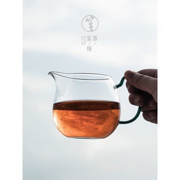 落笙玻璃公道杯日式側把加厚耐熱分茶器高檔透明勻杯茶海功夫茶具