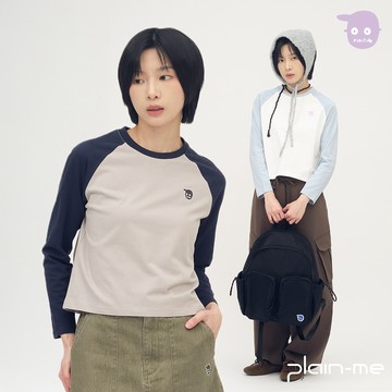 plain-me [小P社長拼色連肩] 長袖 長Tee 棒球長T 冬天女裝 薄長袖 [PPW0001-261]