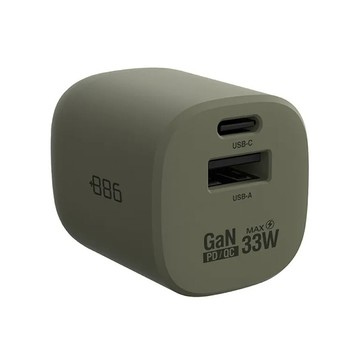 886 極野家 GaN氮化鎵 33W PD 2孔快充充電器  軍綠色  1個
